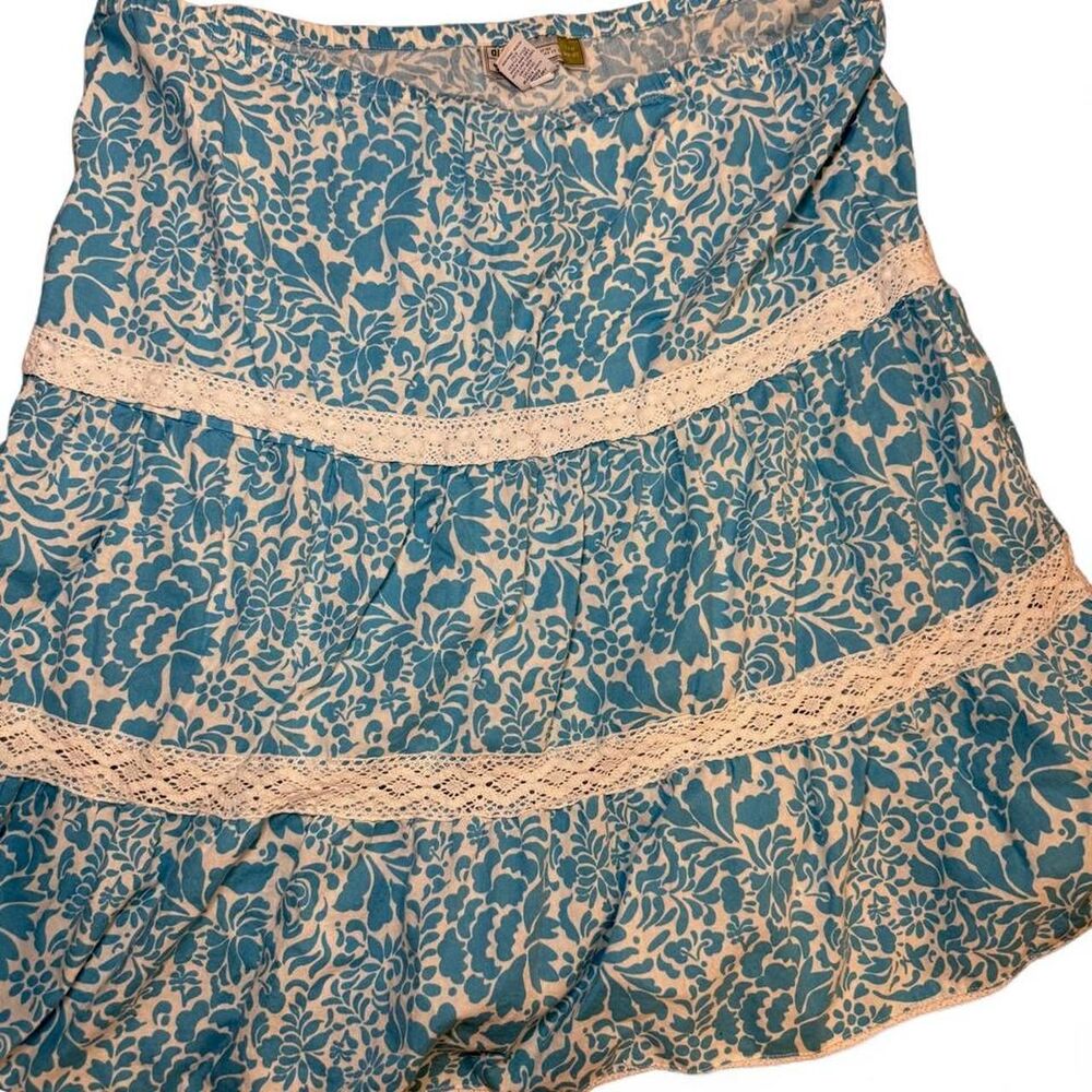 Old Navy Women's Vintage Y2K Bright Blue & White Coquette Floral Lacy Skirt